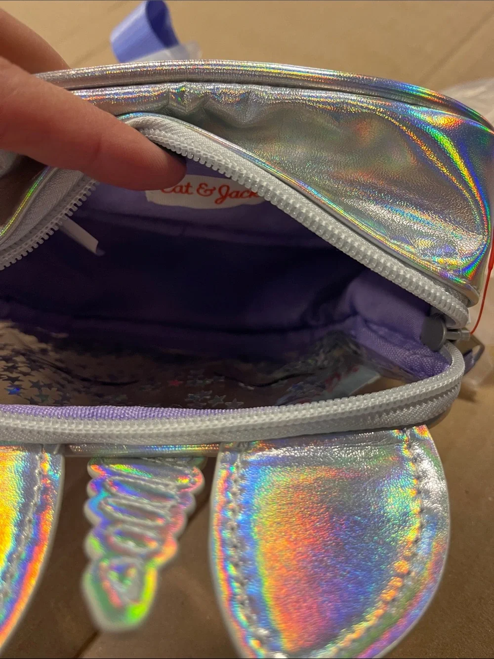 Cat & Jack Kids Fanny Pack Purple Unicorn Glitter Waist Bag Adjustable Strap
